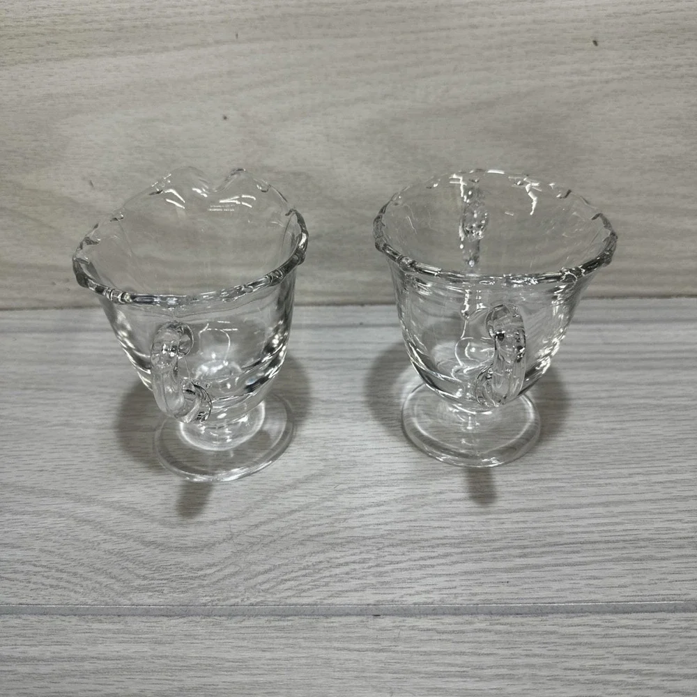 FOSTORIA Century Clear Glass Fitted Creamer & Sugar Bowl Set 4